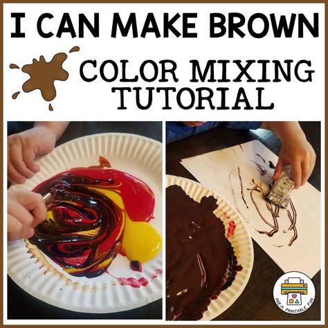 Brown Color Mixing, Spider Preschool, Mix Paint, Mud Paint, Make Brown, Potato Stamp, Toddler Lessons, Lesson Plans For Toddlers, Foam Stamps