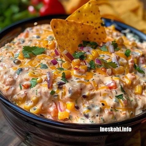 Mexicorn Rotel Dip Potato Chip Dip Recipes, Chip And Dip Recipes, Potato Chip Dip, Easy Chip Dip, Easy Corn Chowder, Mexican Corn Dip, Chip Dip Recipes, Dip Ideas, Baked Cream Cheese Spaghetti