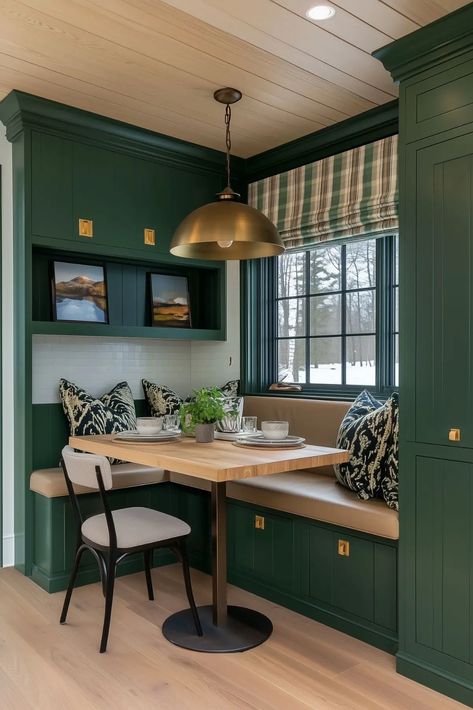 25 Moody Green Kitchens for a Cozy Aesthetic - Kitchen Informant Dark Academia Kitchen, Mountain House Interior, Blue Gray Kitchen Cabinets, Green Kitchens, Moody Kitchen, Grey Blue Kitchen, Moody Green, Dark Green Kitchen, Neutral Kitchen