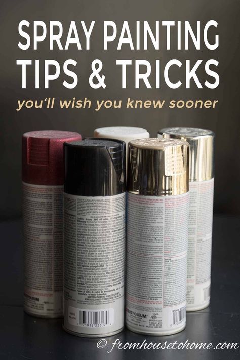 Learn how to spray paint evenly and without drips using these spray painting tips and tricks. Whether you are painting metal or wood, furniture or glass, indoors or outdoors, these techniques will help you get a great finish. #fromhousetohome #spraypainting #paintingtips  #diydecorating #diytipsandtricks #paint #diyprojecttipsandtools Spray Painting Wood Furniture, Spray Paint Tips, Painting Tips And Tricks, Paint Like A Pro, Spray Paint Wood, How To Spray Paint, Spray Paint Projects, Spray Paint Furniture, Diy Spray Paint