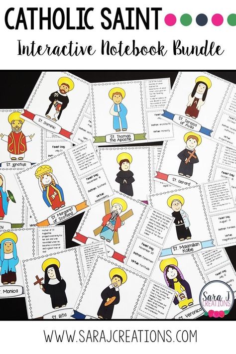 Learn about over 70 different Catholic saints with these interactive notebook pages. Includes a mini poster to display and a few simple facts about each saint John The Apostle, Simple Facts, Catherine Laboure, Mark The Evangelist, Saints For Kids, Thomas The Apostle, Liturgical Living, Apostle John, Liturgical Seasons