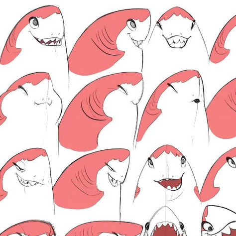 Erin Humiston on Instagram: "Ever put your head in a shark's mouth? Possibly my first #Nimona task I did at #blueskystudios was the #shark #expressionsheet. #facialexpressions #cartoon #tvpaint #digitalart" Shark Head Drawing, Shark Mouth Drawing, Tiger Shark Character Design, Shark Teeth Character, Hammerhead Shark Character Design, Sharks Mouth, Shark Character, Shark Cartoon, Cartoon Mouths