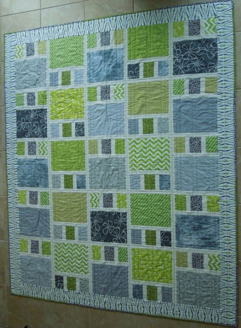 Modern shades of grey and green Anniversary Quilt, Graduation Quilt, Symmetric Design, Green Quilts, Modern Shades, Green Prints, History Of Quilting, Modern Patchwork, White Quilts