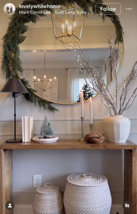 Foyer Christmas Decor, Christmas Coffee Table Decor, Christmas Entry, Cozy Christmas Decor, Christmas Room Decor, Christmas Feeling, Christmas Inspo, Boho Christmas, Christmas Decorations For The Home