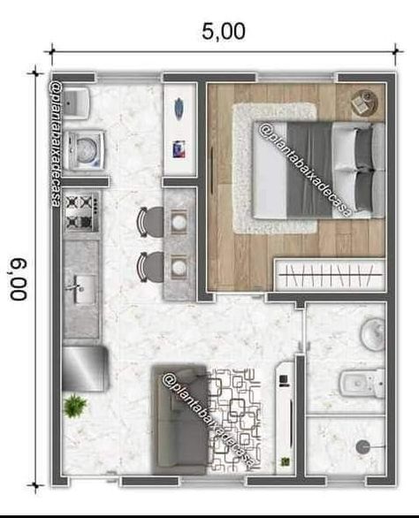 Small Apartment Plans, Hotel Bedroom Design, Small Apartment Building, 3d Floor Plans, Small House Layout, Tiny House Layout, House Floor Design, Small House Floor Plans, Small Apartment Design