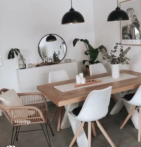 Scandi Dining Room, Scandinavian Dining Room, Mirror Dining Room, Apartment Dining, Living Room Dining Room Combo, Apartment Living Room Design, Dining Room Interiors, Dining Room Combo, Creative Home Decor