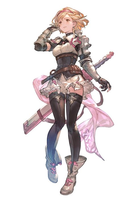 Knight Female Art, Djeeta Granblue, Granblue Fantasy Lucilius, Granblue Fantasy Art, Granblue Fantasy Sandalphon, Granblue Fantasy Kou, Granblue Fantasy Belial, Female Knight, Concept Art Character