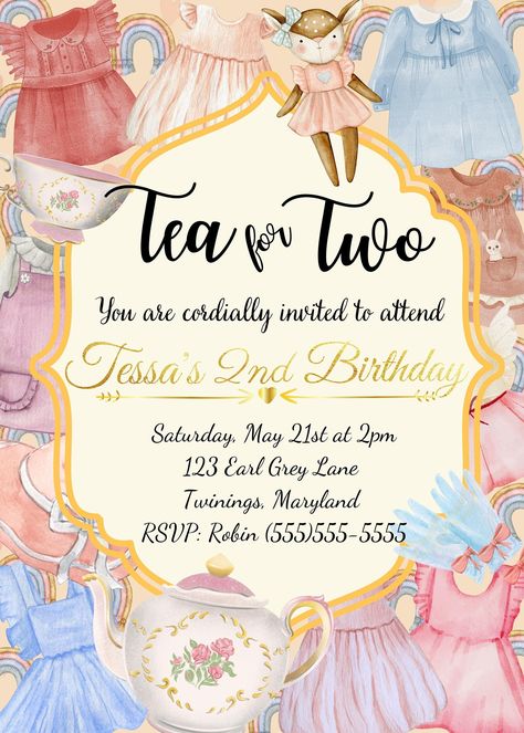 Excited to share the latest addition to my #etsy shop: Dress Up Tea Party Birthday Invitation| Tea For Two Birthday Invitation| 2nd Birthday Party| Tea Party Theme| Customizable Invitation https://etsy.me/3Q3dHwn #pink #birthday #teaparty #teafortwo #dressup Birthday Party Tea Party, Tea For Two Birthday, Two Birthday, Book Theme, Tea Party Theme, 2nd Birthday Party, Tea For Two, Shop Dress, Theme Dress