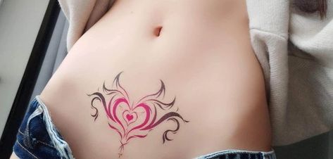 Waist Tattoos, Belly Tattoos, Belly Tattoo, 4 Tattoo, Stomach Tattoos, Temporary Tattoo Stickers, Belly Workout, Piercing Tattoo, Creative Tattoos