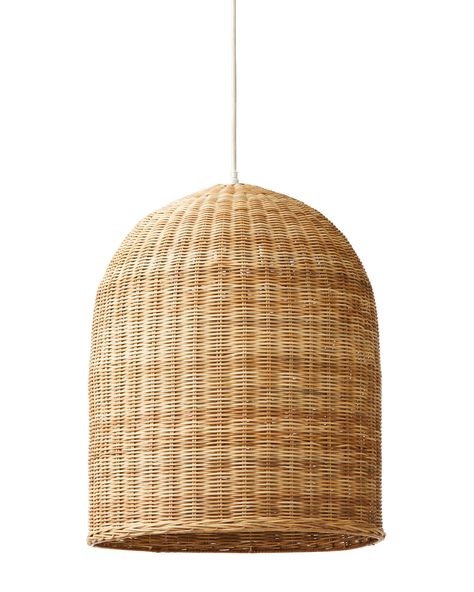 Santa Barbara Rattan Pendant | Serena and Lily Modern Coastal Decor, Beach House Living Room, Brass Light Fixture, Round Pendant Light, Rattan Pendant, Coastal Modern, Coastal Living Rooms, Serena And Lily, Beach House Interior