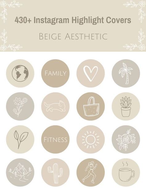 beige-instagram-highlight-covers-neutral-ig-story-icons-beige-minimalist-covers-vanilla-giinstagram highlight, instagram highlight covers, instagram highlight covers icon, instagram tamples  | #instagram #highlight #cover #icons #instagood Beige Instagram Highlight Covers, Purple Instagram, Beige Instagram, Aesthetic Gray, Aesthetic Boyfriend, Beige Highlights, Cover Icons, Boho Instagram, Green Instagram