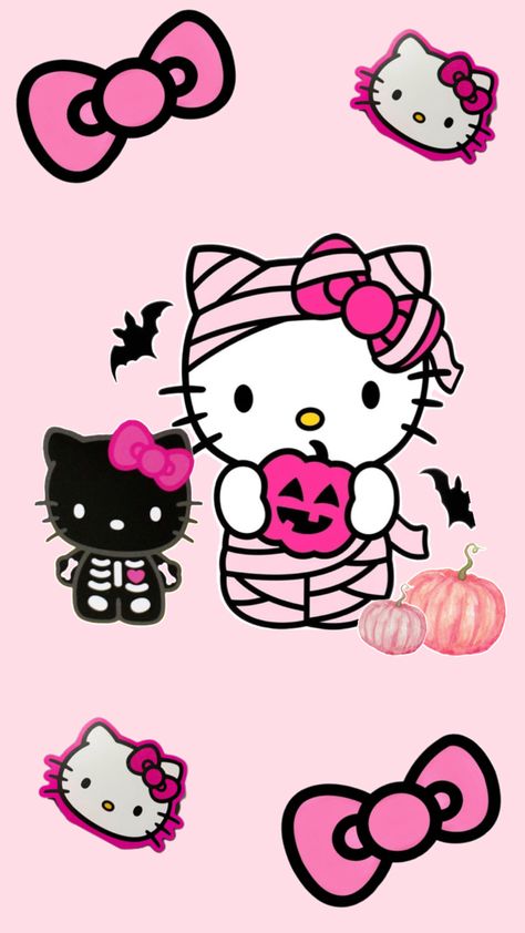 October Wallpaper Hello Kitty, Hollween Wallpapers Hello Kitty, Hello Kitty Backgrounds Wallpapers Pink Halloween Wallpaper, Halloween Wallpaper Girly, Halloween Hello Kitty Wallpapers, Pink Hello Kitty Halloween Wallpaper, Spooky Hello Kitty Wallpaper, Cute Hello Kitty Pictures, Fall Hello Kitty Wallpaper