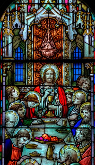 Last Supper window by mehjg, via Flickr Catholic Church Stained Glass, Stained Glass Windows Church, Stained Glass Church, Amoled Wallpapers, زجاج ملون, Religious Pictures, The Last Supper, Catholic Images, Church Windows