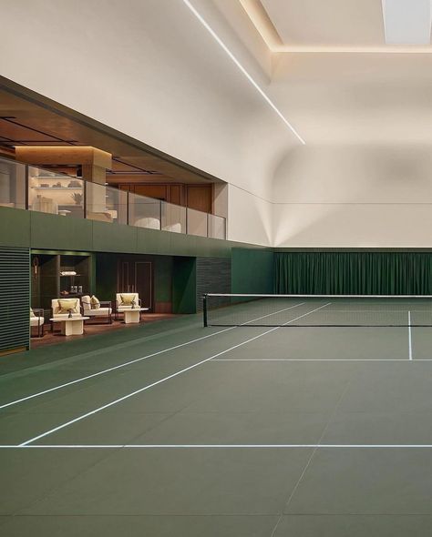 Tennis Room, Tennis Court Design, Indoor Sports Court, Indoor Tennis, Malibu Beach House, The Garrison, Pickleball Court, Sophisticated Decor, Sport Court