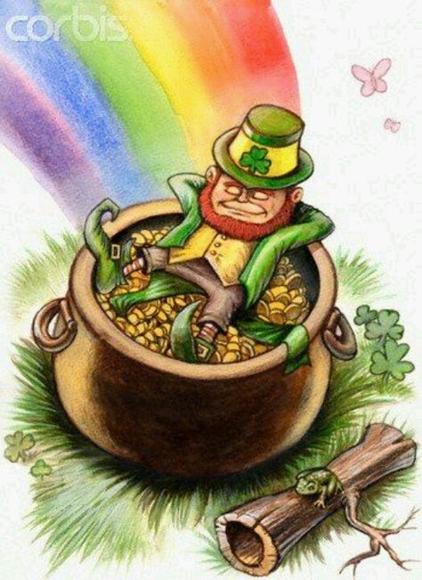 Pot of gold Pot Of Gold Tattoo, Pots Of Gold, Pot Of Gold Image, Leprechaun Tattoos, Pot Of Gold Clipart, Rainbow And Pot Of Gold, St Patricks Day Pictures, Irish Mythology, Irish Leprechaun