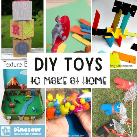 With some creative thinking and some household items, you can easily make fun DIY homemade toys for kids. Make Toys From Recycled Materials, Upcycle Toys Diy, Homemade Toys For Toddlers, Homemade Toys For Kids, Toys To Make For Kids, Diy Educational Toys For Toddlers, Homemade Kids Toys, Diy Toys For Kids, Upcycle Toys