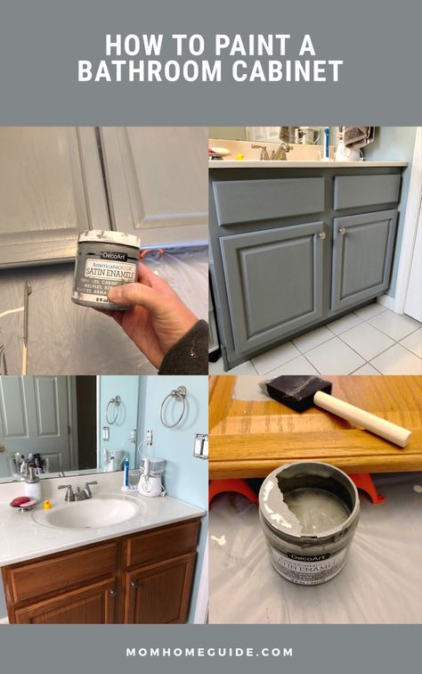 Paint Bathroom Cabinets, Painted Vanity Bathroom, Paint Bathroom, Beautiful Bathroom Vanity, Bathroom Cabinets Diy, Painting Bathroom Cabinets, Vanity Makeover, Painted Bathroom, Diy Bathroom Makeover