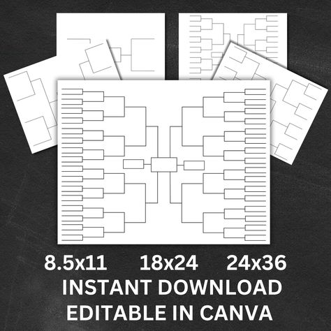 Tournament Bracket Template Bundle Editable, Sports Bracket Printable Set, Large Basketball March Madness Bracket Customizable

Perfect for (large) tournaments like basketball, corn hole, football, or softball tournaments. Print it at home or at your local print shop and start competing, take it to your family meeting, office, or classroom. Tournament Bracket Template, Bracket Template, Tournament Bracket, March Madness Bracket, Meeting Office, Softball Tournaments, Family Meeting, Corn Hole, March Madness