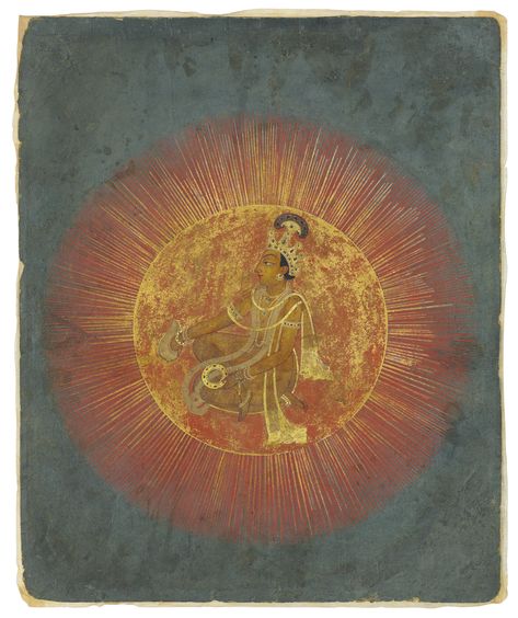 POSSIBLY BASOHLI OR GULER, PUNJAB HILLS, NORTH INDIA, CIRCA 1740-50 Art Soleil, Tantra Art, Sun Painting, Esoteric Art, Indian Painting, Sun God, Indian Folk Art, North India, Indian Artist