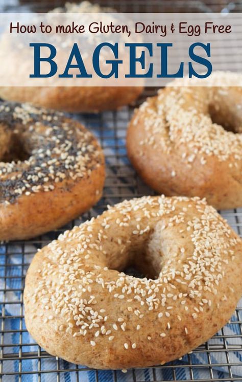 Gluten Free Bagels - Faithfully Gluten Free Gluten Free Bagels Recipe, Gluten Free Soda Bread, Gluten Free Bagel Recipe, Gluten Free Bread Flour, Gluten Free Focaccia, Bagels Recipe, Gluten Free Bagels, Free Lunch, Gluten Free Lunch