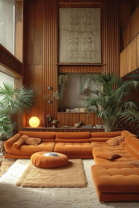 Mexico Mid Century Modern, 70s Lounge Room, Living Room Midcentury Modern, 70s Inspired Decor, 70s Inspired Living Room, 60s Interior Design, 60s Living Room, 1960s Interior Design, Groovy Interiors