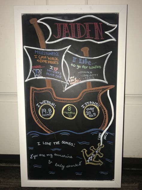 Pirate Chalkboard Art, Pirate Art, Art Theme, Pirate Theme, Poster Ideas, Kids Club, 8 Months, Chalkboard Art, Pirate Ship