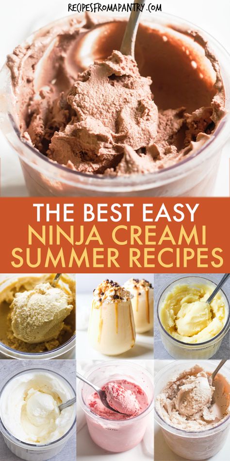 Everyone loves Ninja Creami for good reason - you can whip up homemade frozen treats in a few minutes for summer and all year long. Start with this collection of the best summer Ninja Creami Recipes. From classic flavors like Ninja Creami Vanilla Ice Cream, Ninja Creami Chocolate Ice Cream, to Ninja creami Mango Sorbet, Ninja Creami Pineapple Sorbet & Ninja Creami Protein Ice Cream there's a delicious Ninja Creami ice cream for everyone. Ninja Creami Summer Recipes!! #ninjacreami #icecream Homemade Vanilla Ice Cream Ninja Creami, Creami Ice Cream Ninja, Creami Recipes Ninja, Easy Ninja Creami Ice Cream Recipes, Ninja Cremini Recipes Healthy, Vanilla Ice Cream Ninja Creamy, Ninja Blender Ice Cream Recipes, Clean Ninja Creami Recipes, Ninja Creami Ice Cream Recipes Without Cream Cheese