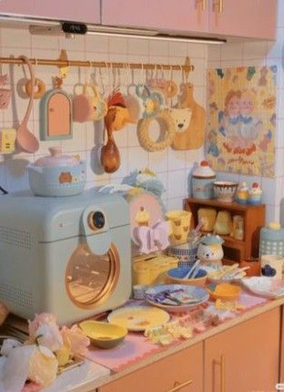 Aesthetic Room Korean, Cute Room Ideas Aesthetic, Rooms Cute, Korean Bedroom, Room Ideas For Small Rooms, Room Decor Cute, Pastel Kitchen, Desain Pantry, Pastel Room