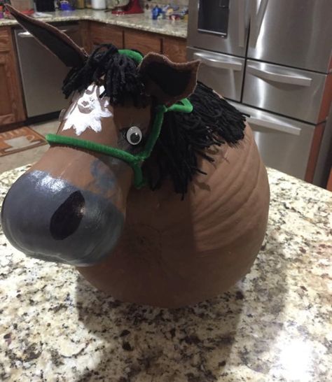 Horse Pumpkin Painting, Horse Pumpkin, Animal Pumpkin, Fall Pumpkins Painting, Story Book Pumpkin, Pumpkin Idea, Creative Pumpkin Painting, Character Pumpkins, Contest Ideas