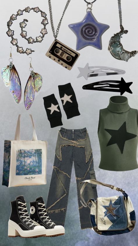 #outfitinspo #art #ootd #ootdinspo #star#stargirl Star Asethic Clothes, Cute Star Themed Outfits, Star Aesthetic Y2k Clothes, Star Core Outfits, Star Girl Aesthetic Clothes, Star Aesthetic Outfit, Star Outfit Aesthetic, Star Aesthetic Y2k, Star Themed Outfits