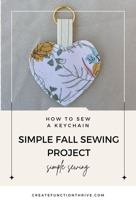 Learn how to sew a keychain with multiple variations. This will be a great gift or added accessory for your keyring. Use up some of that scrap fabric to sew this keychain. sewing gifts, fall sewing projects, quick sewing projects, things to sew, simple sewing projects, how to sew, sewing crafts, free sewing patterns for women, diy sewing clothes, small sewing projects, sewing projects for beginners, easy sewing patterns, free sewing patterns Free Sewing Patterns For Women, Quick Sewing Projects, Keychain Sewing, Simple Sewing Projects, Sewing Pattern For Beginners, Easy Sewing Patterns Free, Fall Sewing Projects, Fall Sewing, Sewing Machine Projects