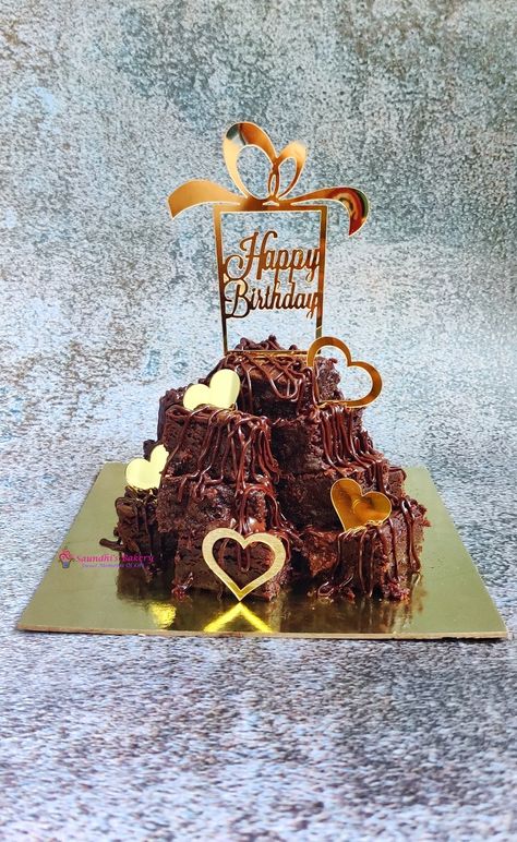 #saundhibakery #eggless #brownie #brownietower #birthdaycelebration #Amanora #punebaker #nocakepremix #cakefromscratch #homebaker #cake Brownie Tower Cake, Brownie Tower, Tower Cake, Birthday Celebration, Tower, Baking, Cake, Quick Saves