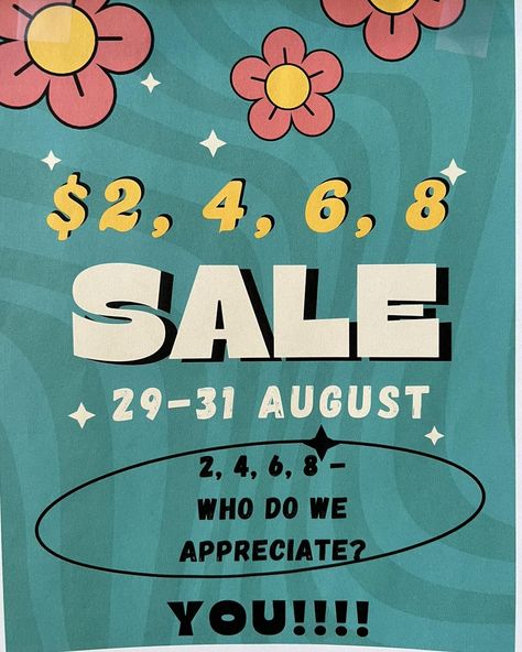 Sale! $2, 4, 6, 8- who do we appreciate!?!? You!!!! Come check out our $2, $4, $6, $8 sale where items are marked wholesale or lower (some a lot lower)!! We are getting ready for fall merchandise and need some room, so we thought we would show our appreciation and offer great items at low prices. Sale goes August 29-31 only- so stop by this weekend. We will continue to add to the table as we can. All sales are final! Getting Ready For Fall, Ready For Fall, Appreciate You, Show Us, Getting Ready, This Weekend, This Is Us, Instagram