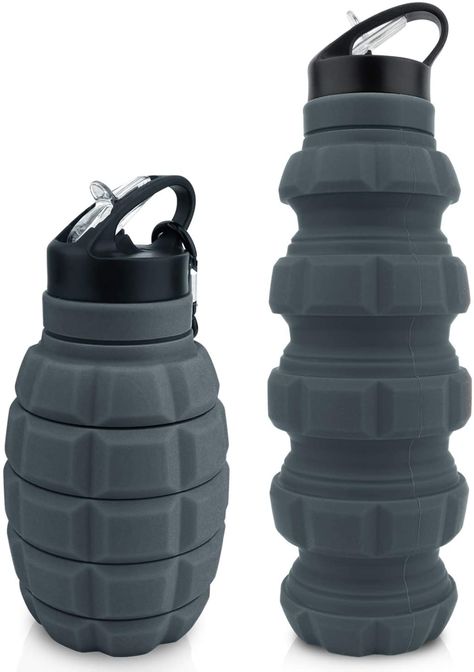 AmazonSmile: Collapsible Travel Water Bottle18oz, Reuseable BPA Free Silicone Foldable Water Bottles for Gym Camping Hiking, Portable Leak Proof Sports Water Bottle with Carabiner (Dark gray) : Sports & Outdoors Unique Water Bottle, Total Abs, Water Survival, Foldable Water Bottle, Collapsible Water Bottle, Travel Water Bottle, Portable Water Bottle, Silicone Bottle, Best Water Bottle