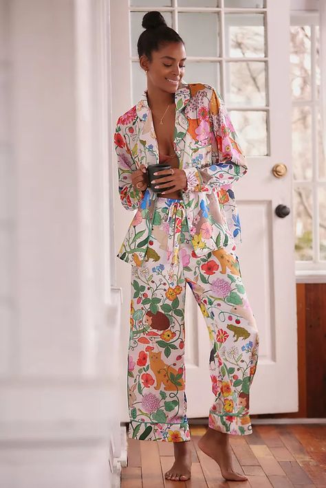 Long Pyjamas, Luxury Nightwear, Fresh Dress, Pyjamas Set, Cute Sleepwear, Anthropologie Uk, Comfortable Pajamas, Pajama Pant, Print Pajamas