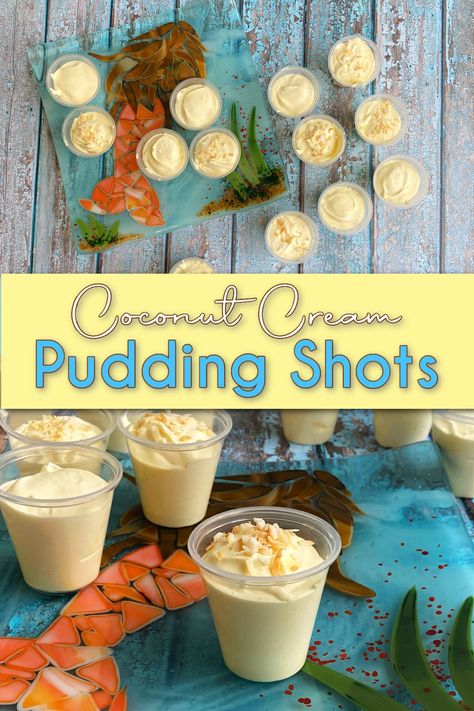 These luscious Coconut Pudding Shots are cool, creamy alcohol-infused mini-sweets; perfect as a light dessert or party-time treat for a crowd. Coconut Pudding Shots Alcoholic, Pudding Shots Birthday Cake, Tropical Pudding Shots, Coconut Cream Pudding Shots, Malibu Pudding Shots, Pudding Shots With Malibu Rum, Pistachio Pudding Shots Alcohol, Pina Colada Pudding Shots, Coconut Shots