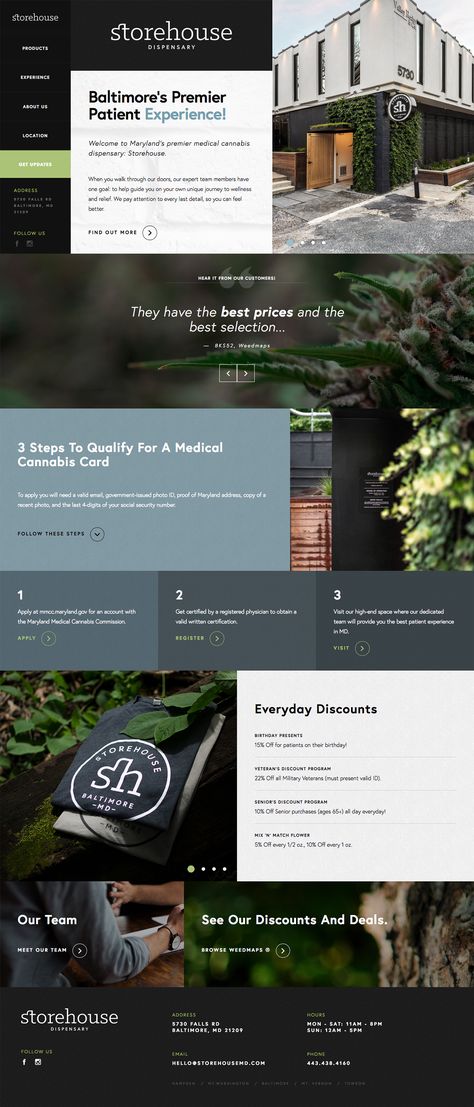 Storehouse | Web Design by Younts Design #ydi  #identity  #webdesign #Baltimore #Storehouse #Dispensary #ydidesignedthat Web Japan, Web Design Examples, Plant Icon, App Landing Page, Signage System, Web Design Projects, Flexible Design, Web App Design, Landing Page Design