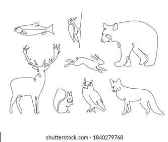 One Line Animals, Continuous Line Drawing, Embroidery Template, Woodland Creatures, Animals Images, Simple Tattoos, Forest Animals, Line Drawing, Line Art