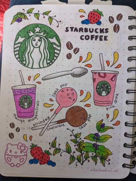 Starbucks Crafts Diy, What To Draw Aesthetic, Preppy Drawings Ideas, Preppy Things To Draw, Menu Drawing, Emily Drawing, Sketchbook Ideas Doodles, Starbucks Drawing, Preppy Drawings