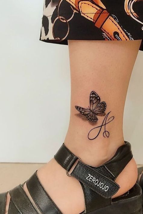 Butterfly Ankle Tattoos, A Butterfly Tattoo, Realistic Butterfly Tattoo, Butterfly Tattoos On Arm, 3d Butterfly Tattoo, Unique Butterfly Tattoos, Butterfly Tattoo On Shoulder, Ankle Tattoo Designs, Ankle Tattoos For Women