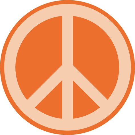 Orange peace sign Peace Sign Aesthetic, Peace Signs, Peace Sign Illustration, 70s Stickers Aesthetic, Vintage Peace Sign, 70s Peace Sign, Retro Peace Sign, Hippie Logo, Green Peace Sign