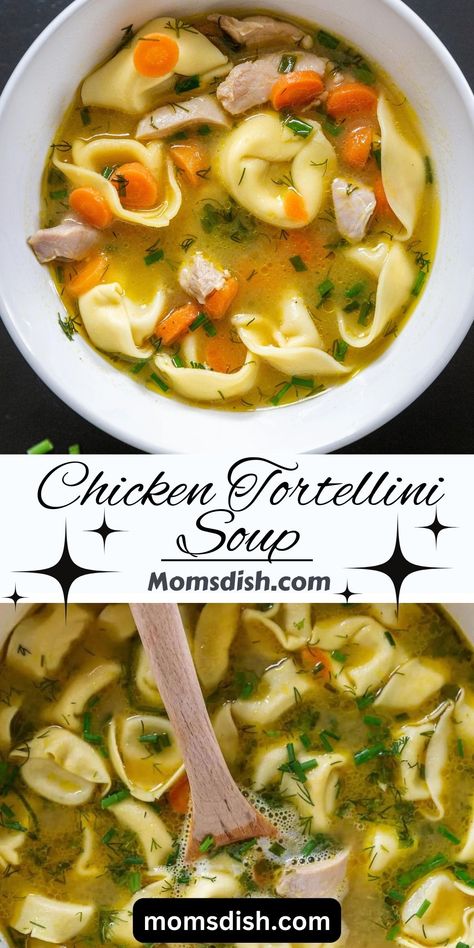 Chicken Tortellini Soup is easy to make and a one-pot meal. It’s super cozy and takes only 35 minutes to make. It will be loved by the whole family! One Pot Tortellini Soup, Chicken Soup Recipes Stovetop, One Pot Chicken Recipes For Dinner, Chicken Tortalini Soup, Soups With Tortellini Easy Recipes, Tortellini Soup Chicken, Healthy Tortellini Recipes Soups, Tortellini Chicken Soup, Chicken Tortellini Soup Crock Pot