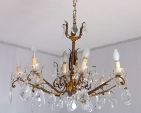 Hollywood Regency Lighting, Chandelier Mid Century, Tole Chandelier, 12 Light Chandelier, Chandelier Antique, Drop Chandelier, Tiered Chandelier, Large Chandelier, Crystal Ceiling Light