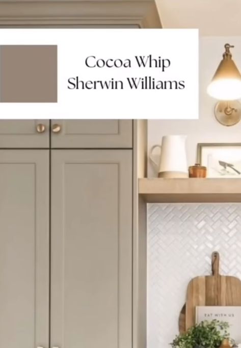 Taupe Cabinets Sherwin Williams, Bathroom Colors With Brown Cabinets, Painted Builder Grade Cabinets, Greige Cabinets Bathroom, Paint Colors To Match Antique White Cabinets, Sw Sticks And Stones Paint, David Netto Interiors, Sw Natural Linen Walls, Cocoa Whip Sherwin Williams Cabinets