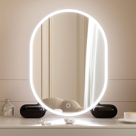 Amazon.com - LVSOMT 20" Vanity Makeup Mirror with Lights, 3 Color Lighting Dimmable LED Mirror, Touch Control, 360°Rotation, High-Definition Large Round Lighted Up Mirror for Bedroom Table Desk (Gold) Light Up Circle Mirror Vanity, Desk With Light Bulb Mirror, Light Up Mirror Circle, Small Makeup Mirror With Lights, Light Up Mirror, Led Makeup Mirror Tabletop, Vanity Makeup Mirror, Make Up Mirror, Color Lighting