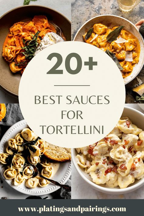 Wondering what the best sauces for tortellini are? There are so many great options! From pesto sauces, to creamy sauces, tomato sauces and more! Here are some of the BEST tortellini sauce recipes to try tonight! These simple sauce recipes are perfect for busy weeknights! Buon appetito! Sauce For Tortellini, Healthy Tortellini Recipes, Tortellini Sauce Recipes, Tortelinni Recipe, Tortelloni Recipes, Tortellini Sauce, Easy Sauce Recipes, Easy Sauces, Best Sauces