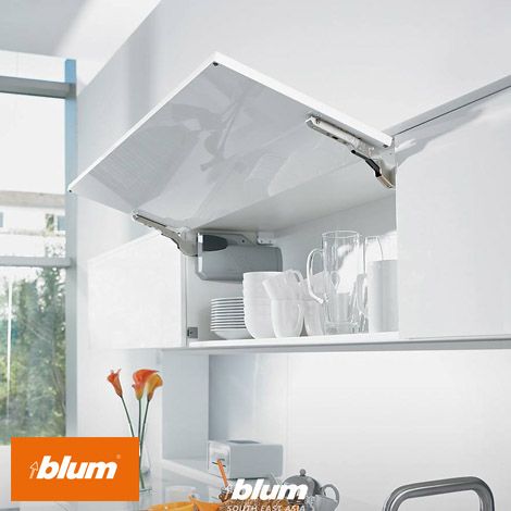 Blum - The AVENTOS HK-S lift system is the perfect solution for smaller and/or lighter stay lifts. - Easy to open - Stops at any opening position - No hinge required Hydrolic Lift Kitchen, Hydrolic Lift, Cabinet Lift, Cabinet Door Hardware, Kitchen Counter Decor, Kitchen Design Decor, Storage Design, Types Of Doors, One Stop Shop