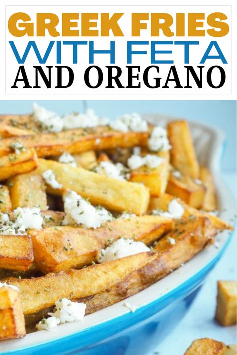 Greek Feta Fries, Greek Fries With Feta, Greek Street Food, French Frys, Vegetarian Greek Recipes, Greek Goodness, Greek Vegetables, Greek Fries, Greek Festival