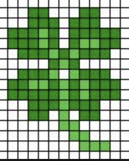 4 leaf clover Perler Beads Pattern, Beads Pattern, Tiny Cross Stitch, Diy Perler Bead Crafts, 4 Leaf Clover, Tapestry Crochet Patterns, Mini Cross Stitch, Pola Sulam, Pixel Art Pattern