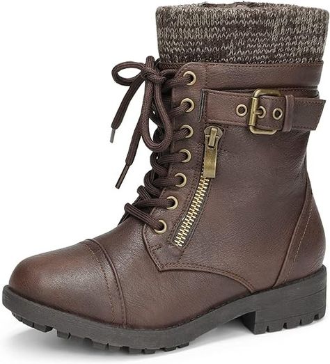 Amazon.com | DREAM PAIRS Girl's Mid Calf Combat Boots | Boots Girls Chelsea Boots, Girls Cowgirl Boots, Girls Combat Boots, Ankle Lace Up Boots, Girls Black Boots, Girls Winter Fashion, Boots Mid Calf, Girls Ankle Boots, Warm Snow Boots